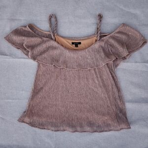 Ella MossCerine Cold-Shoulder Ruffle Top, Pink Champagne size small